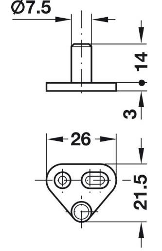 HAFELE Trzpień oporowy z płytką do baskwila