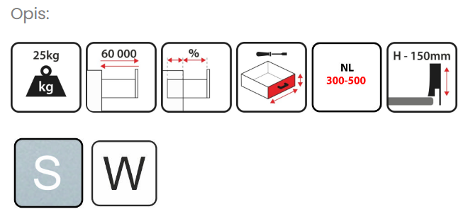 Gamet Metalbox 150x550 biały