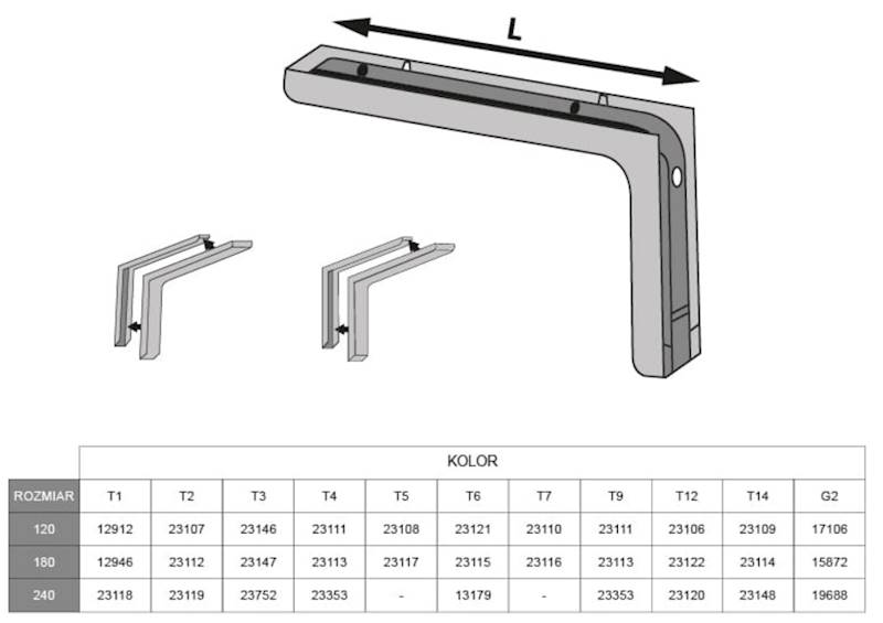 Wspornik półki KN-377 L-180 biały T1