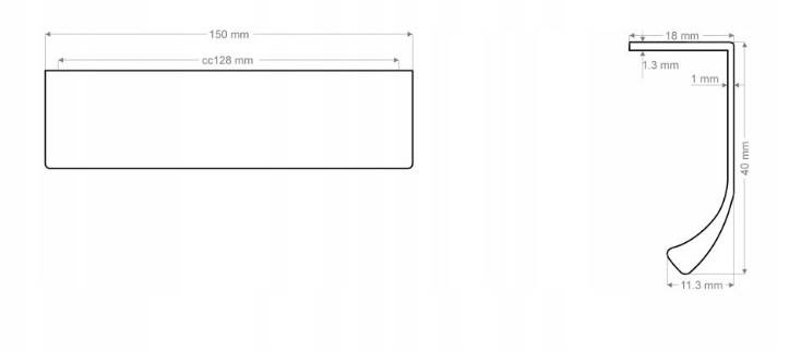 Uchwyt meblowy krawędziowy 128/150 czarny