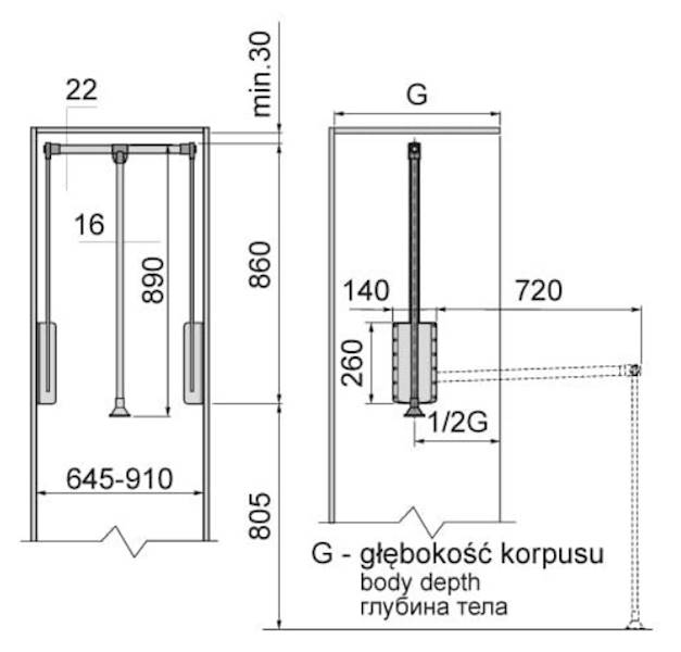 Pantograf PG-210 60-83cm G2/T2 (G2/P2)