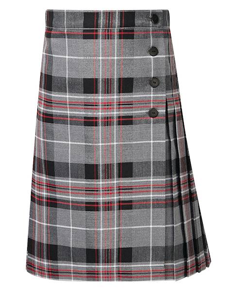 Spódnica w kratę z guzikiem