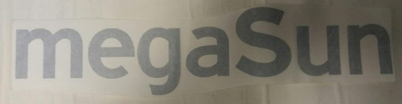 Naklejka z folii samoprzylepnej napis Megasun // Sticker made of self-adhesive foil, Megasun inscription art. 00000835