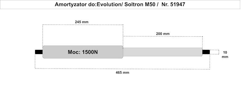 Sprężyna gazowa wanna // Gas spring bench Ergo Evolution/ Sol M50 [1500N] /Zamienik/ art. 51947