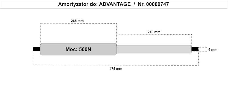 Sprężyna gazowa wanna // Gas spring bench Ergo Advantage [500N] /Zamiennik/ art. 00000747