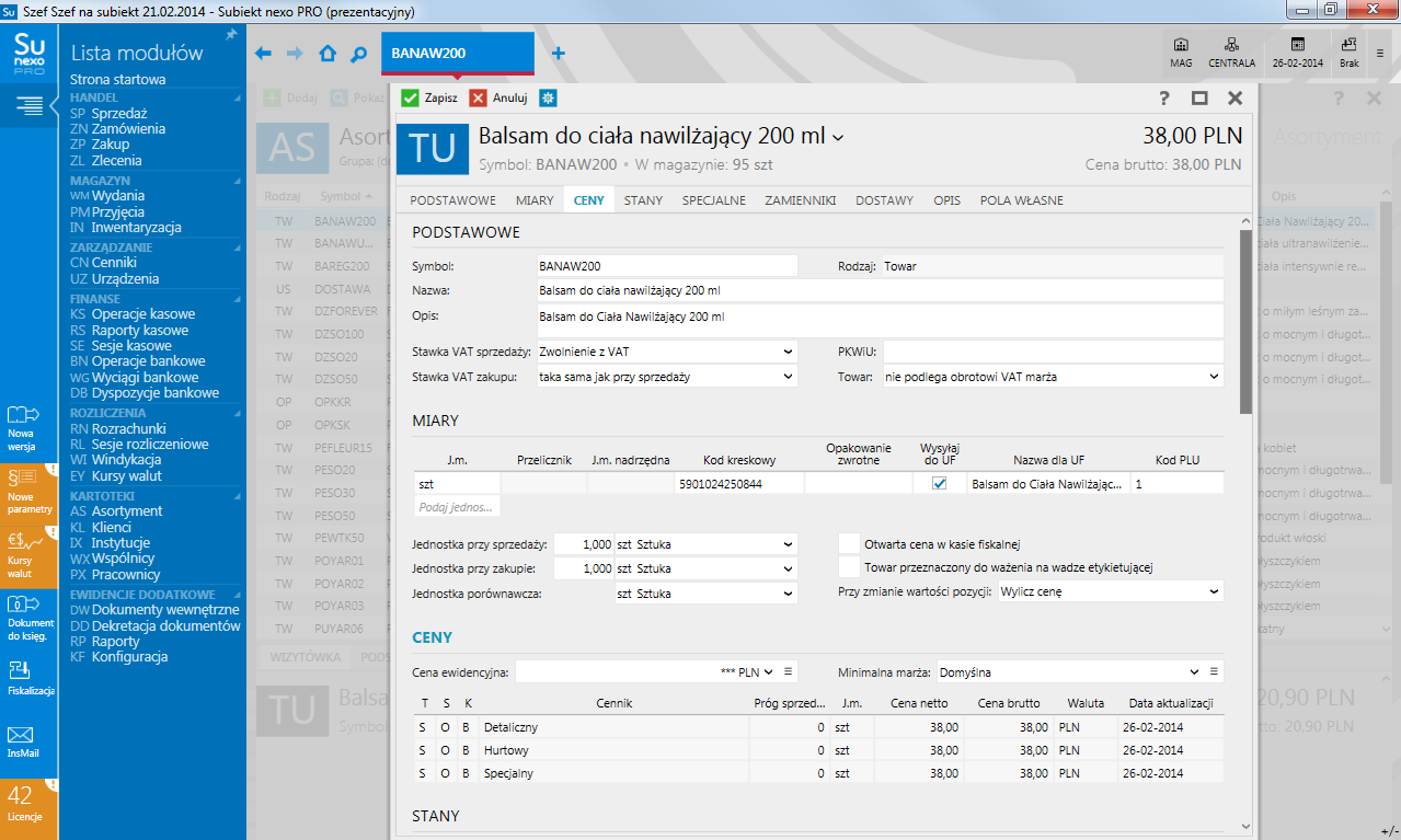Subiekt nexo PRO licencja