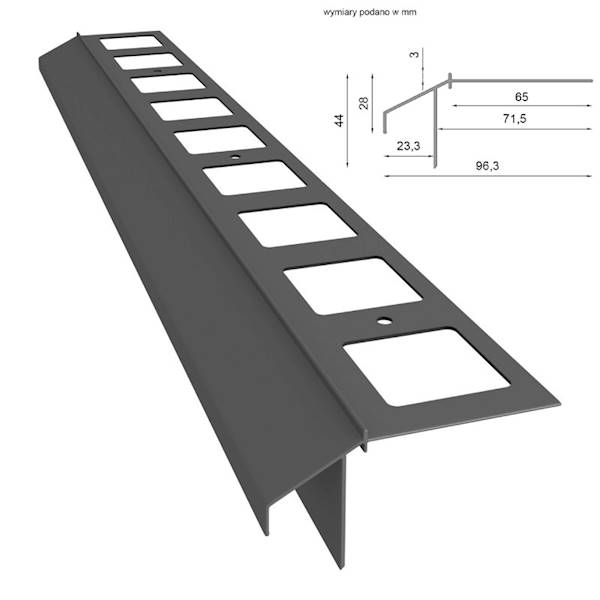 PROFIL OKAPOWY PROSTY K100R 200CM 7024