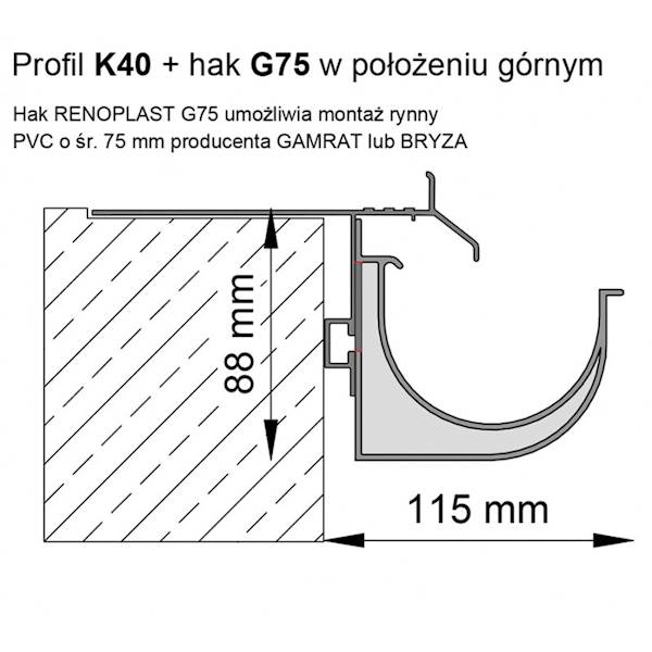 HAK RYNNOWY GAMRAT G75 7024 - 4 SZT + 8 SZT WKRĘTÓW
