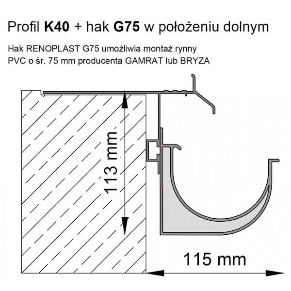 HAK RYNNOWY GAMRAT G75 7024 - 4 SZT + 8 SZT WKRĘTÓW
