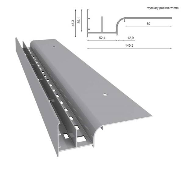 PROFIL OKAPOWY PROSTY W20 200CM 7037