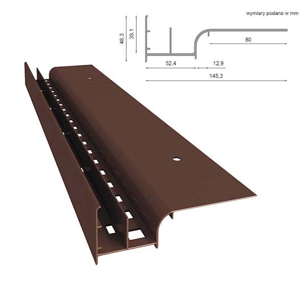 PROFIL OKAPOWY PROSTY W20 200CM 8019