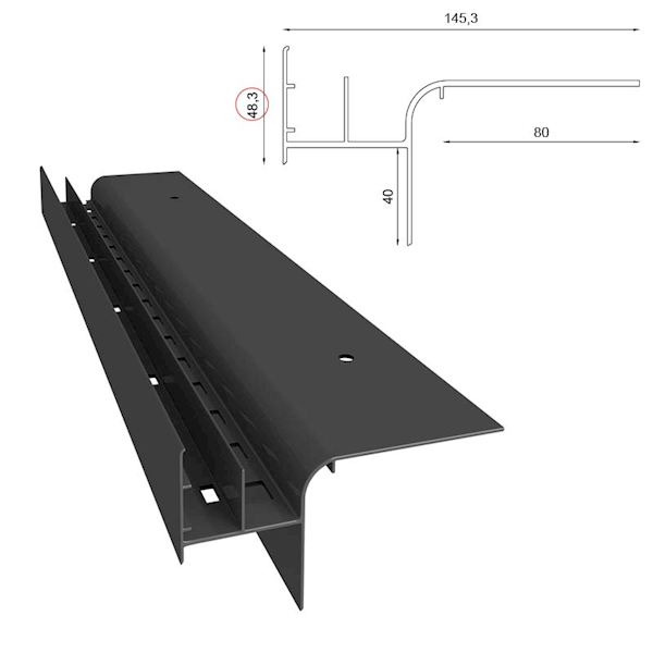 PROFIL OKAPOWY PROSTY W20R 200CM 7024