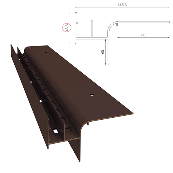 PROFIL OKAPOWY PROSTY W20R 200CM 8019