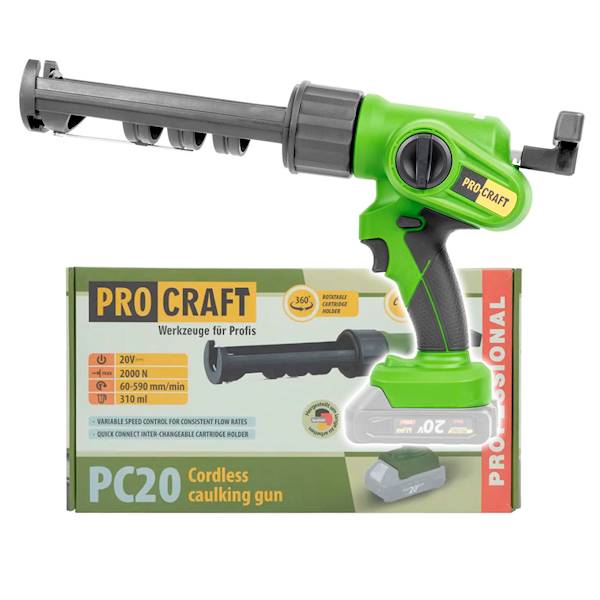 AKUMULATOROWY  PISTOLET DO SILIKONU PROCRAFT PC20(BEZ AKUMULATORA I ŁADOWARKI)