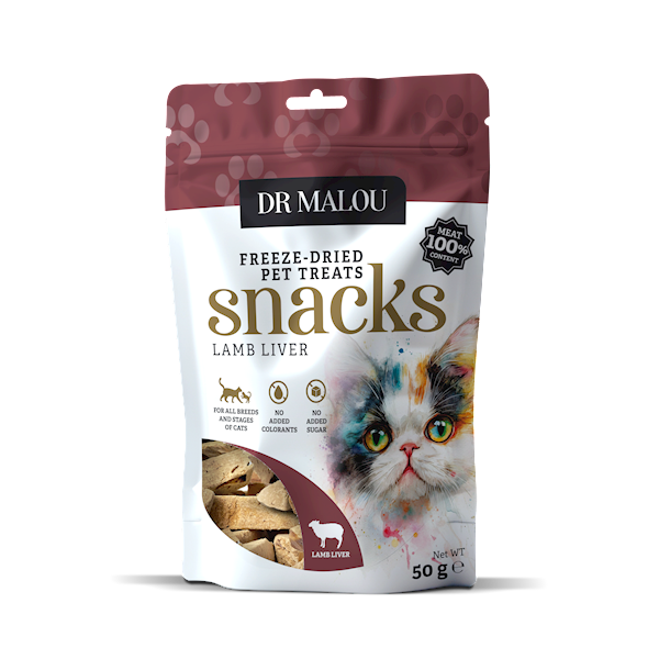 DR MALOU PRZYSMAKI LIOFILIZOWANE DLA KOTA 100% WĄTROBA JAGNIĘCA 50G