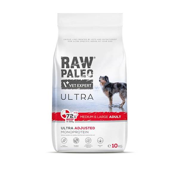 VET EXPERT RAW PALEO ULTRA ADULT MEDIUM&LARGE BEEF 10KG