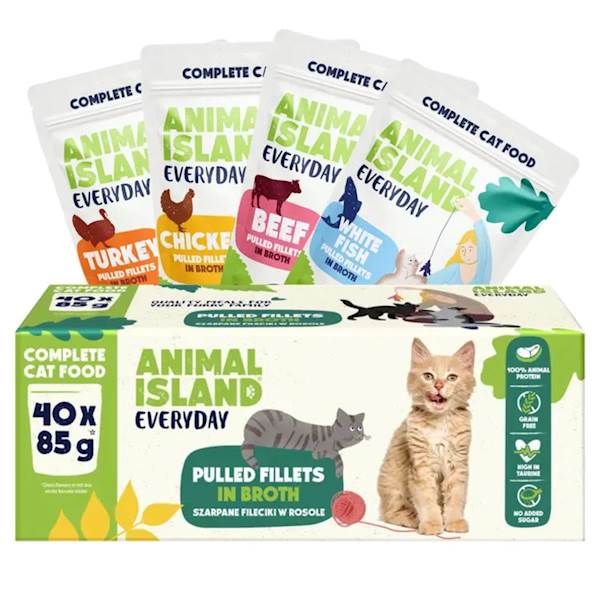 ANIMAL ISLAND CAT EVERYDAY SZARPANE FILECIKI W ROSOLE MIX 40X85G