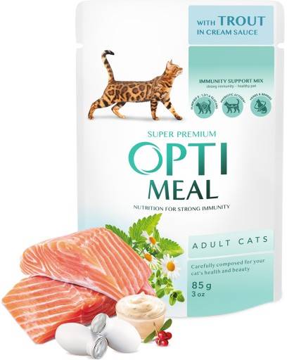 OPTIMEAL CAT PSTRĄG W KREMOWYM SOSIE 85G