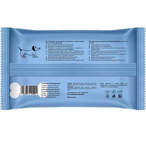 LUBA CHUSTECZKI NAWILŻANE DO OCZYSZCZANIA I OCHRONY SKÓRY ORAZ SIERŚCI 60SZT