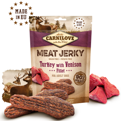 CARNILOVE DOG MEAT JERKY TURKEY WITH VENISON 100G