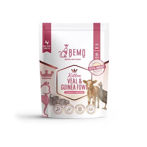 BEMO CAT KITTEN VEAL & GUINEA FOWL (Z CIELĘCINĄ I PERLICZKĄ) DLA KOCIĄT 500G