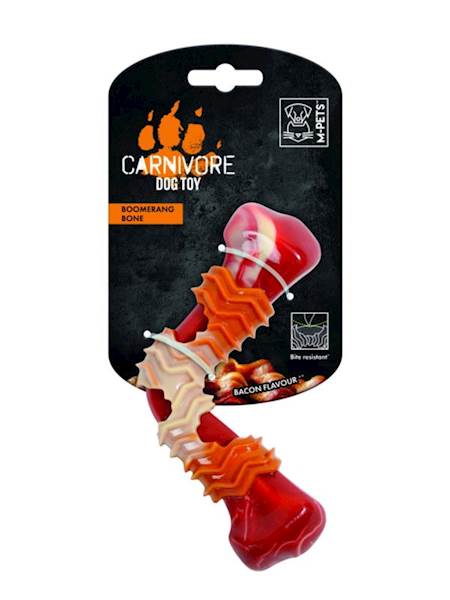 M-PETS CARNIVORE DOG TOY BOOMERANG BONE L 17CM BACON FLAVOUR