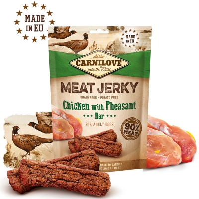 CARNILOVE DOG MEAT JERKY CHICKEN WITH PHEASANT BAR 100G
