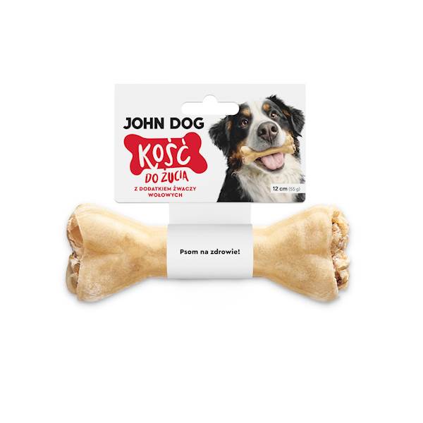 JOHN DOG KOŚĆ DO ŻUCIA ZE ŻWACZAEM WOŁOWYM 12CM