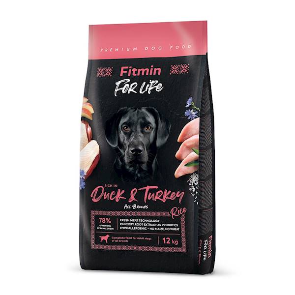 FITMIN DOG FOR LIFE DUCK&TURKEY 12KG