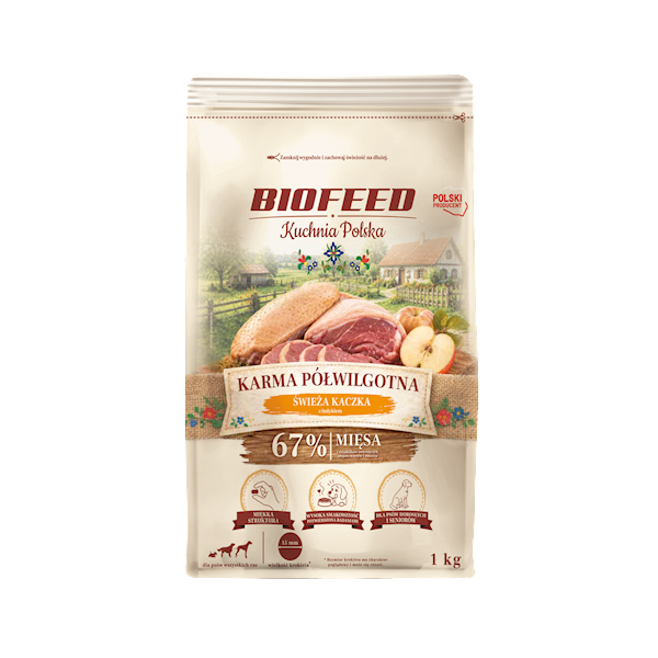 BIOFEED KUCHNIA POLSKA KARMA PÓŁWILGOTNA KACZKA 1KG