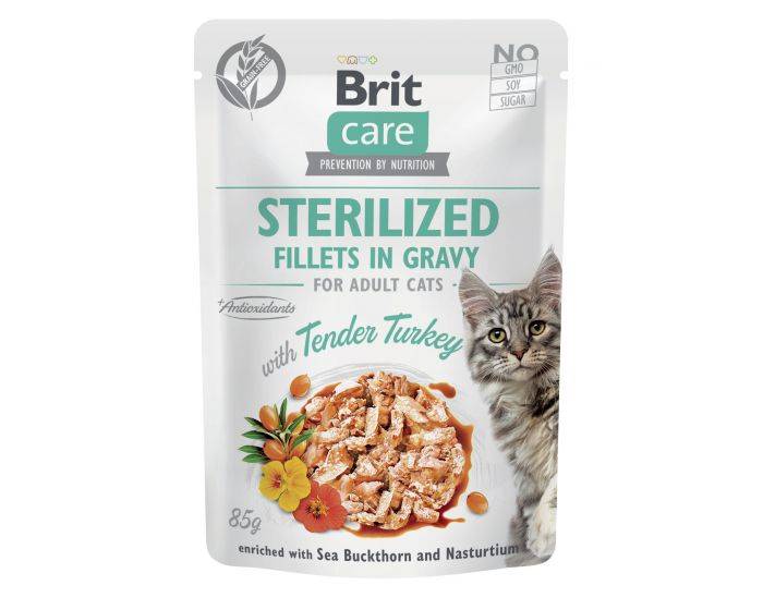 BRIT CARE CAT FG STERILIZED TENDER TURKEY 85G
