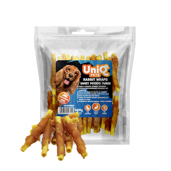UNIQ PETS MEATY RURKI Z BATATÓW OWINIĘTE KRÓLIKIEM 500G