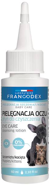 FRANCODEX PŁYN DO CZYSZCZENIA OCZU DLA KOCIĄT I SZCZENIAKÓW 60ML