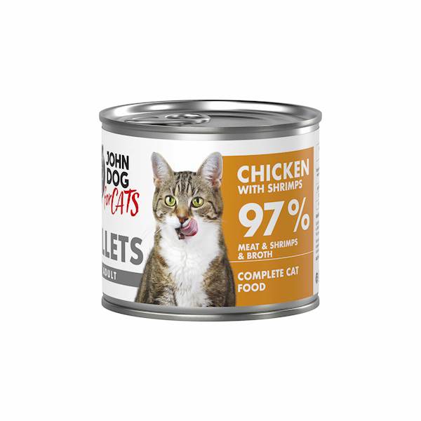 JOHN DOG FOR CATS FILETY KURCZAK Z KREWETKAMI 140G