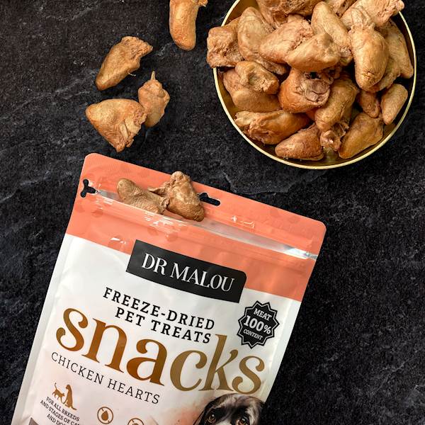 DR MALOU PRZYSMAKI LIOFILIZOWANE DLA PSÓW I KOTÓW 100% SERCA KURCZAKA 150G