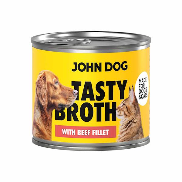 JOHN DOG FOR TASTY BROTH (ZUPA DLA KOTA I PSA) Z WOŁOWINĄ 140G