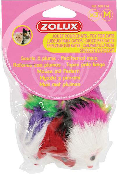 ZOLUX ZABAWKA DLA KOTA TRZY MYSZKI Z PIÓRAMI
