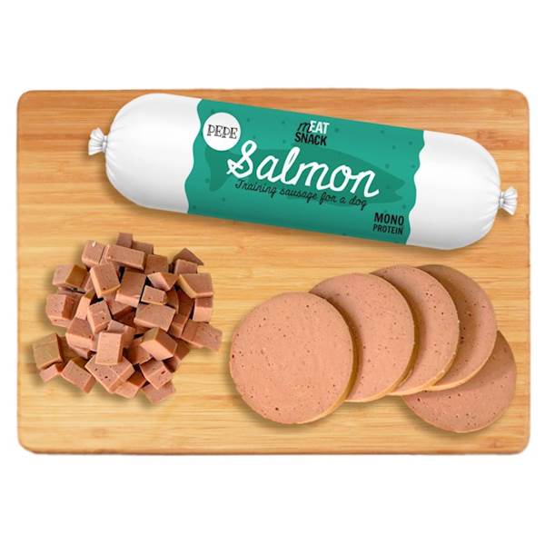 PEPE TRAINING SAUSAGE SALMON (KIEŁBASKA Z ŁOSOSIA) 200G