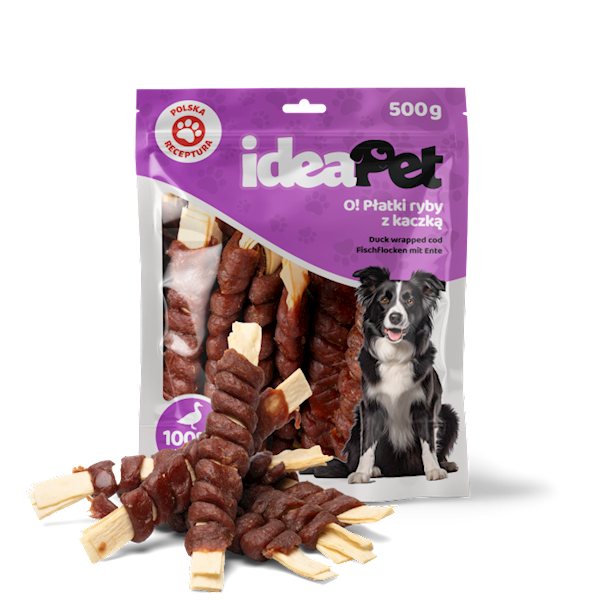 IDEAPET PŁATKI RYBY Z KACZKĄ 500G