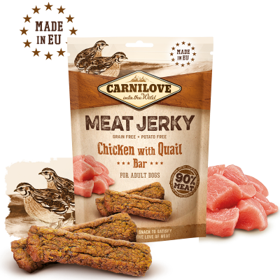 CARNILOVE DOG MEAT JERKY CHICKEN WITH QUAIL BAR 100G