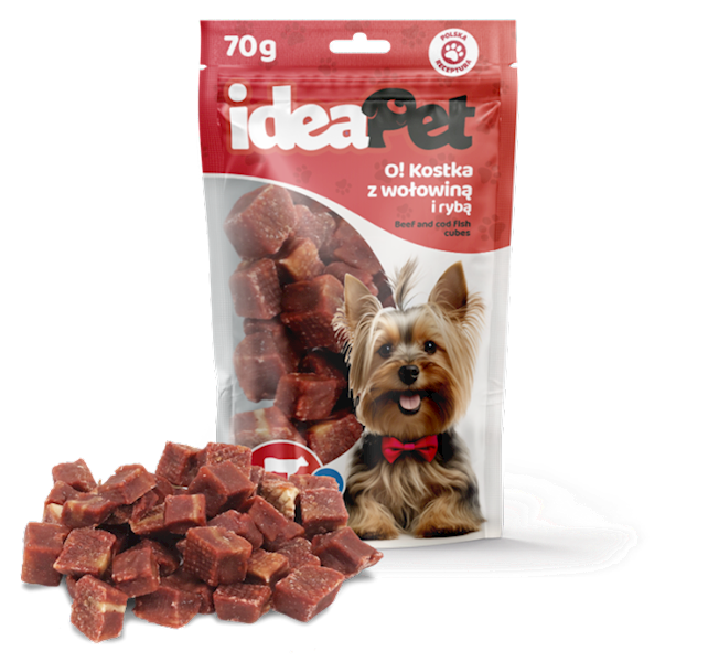 IDEAPET KOSTKA Z WOŁOWINĄ I RYBĄ 70G