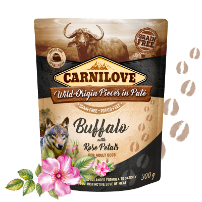 CARNILOVE DOG POUCH WILD BUFFALO&ROSE PETALS 300G