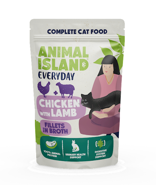 ANIMAL ISLAND CAT EVERYDAY KURCZAK Z JAGNIĘCINĄ (FILECIKI W BULIONIE) 85G