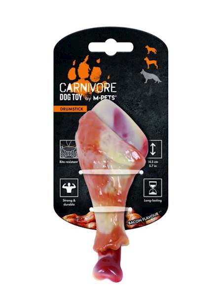 M-PETS CARNIVORE DOG TOY DRUMSTICK 14,5CM BACON FLAVOUR