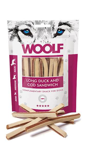 WOOLF LONG DUCK AND COD SANDWICH 100G