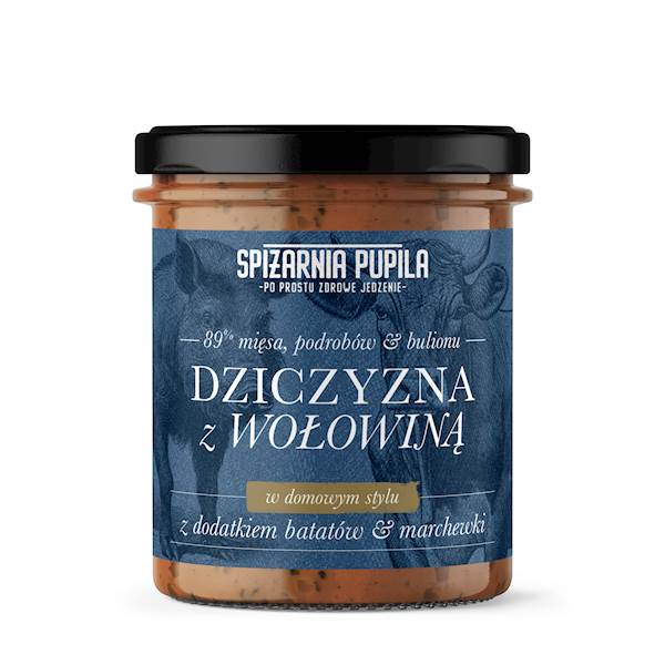 SPIŻARNIA PUPILA DZICZYZNA Z WOŁOWINĄ SŁOIK 300G