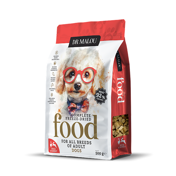 DR MALOU KARMA LIOFILIZOWANA DLA PSA KACZKA Z KRÓLIKIEM 500G