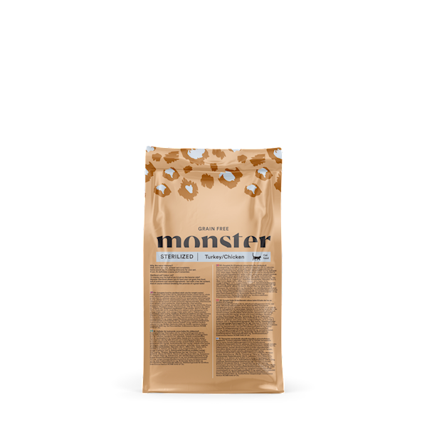 MONSTER CAT GRAIN FREE STERILIZED TURKEY/CHICKEN (KURCZAK Z INDYKIEM DLA KOTÓW STERYLIZOWANYCH) 400G