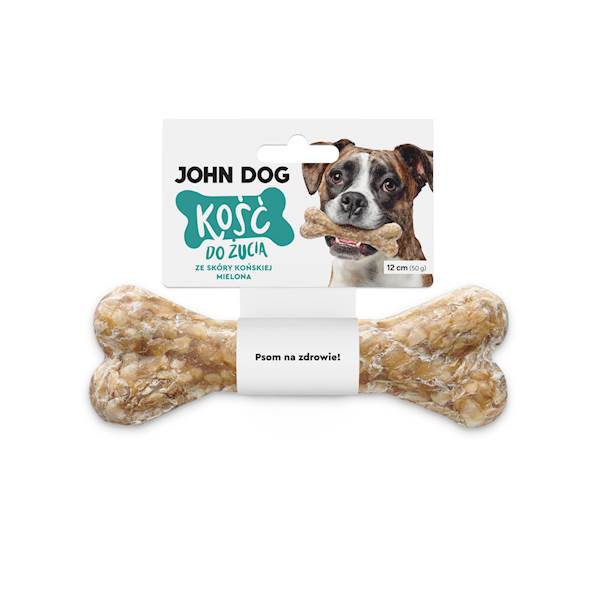 JOHN DOG KOŚĆ DO ŻUCIA ZE SKÓRY KOŃSKIEJ MIELONEJ 100%  12CM