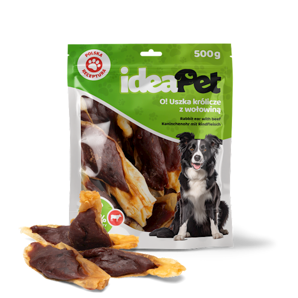 IDEAPET USZY KRÓLICZE Z WOŁOWINĄ 500G